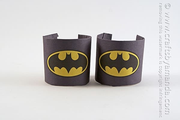 Batman Craft: Cardboard Tube Wrist Cuffs by Amanda Formaro of Crafts by Amanda