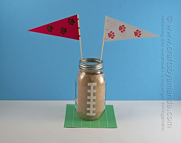 mason jar football centerpieces with flags