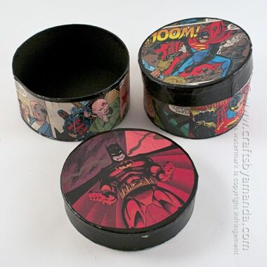 Comic Book Crafts: Superman & Batman Boxes by Amanda Formaro of Crafts by Amanda