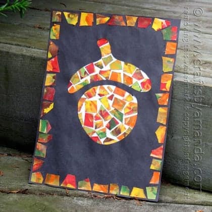 Mosaic Paper Acorn - paper acorn art project for kids