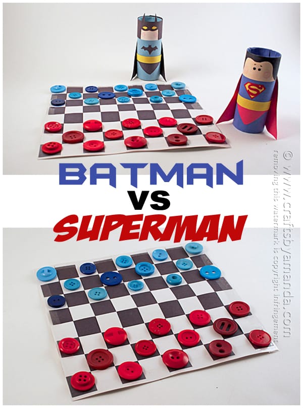 Paper Weaving: Batman vs Superman Checkers by Amanda Formaro of Crafts by Amanda