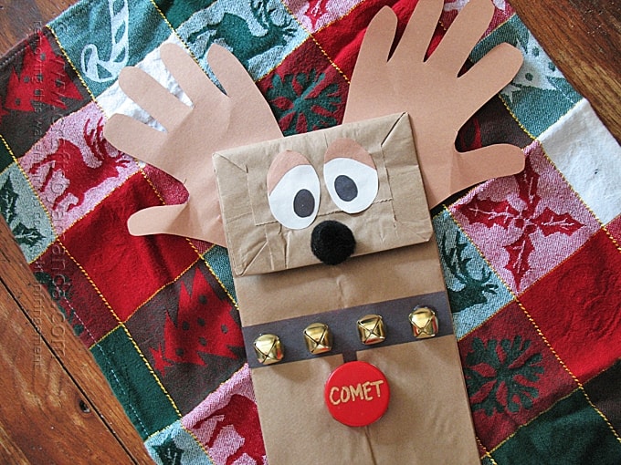 Paper Bag Reindeer Puppet - Crafts by Amanda