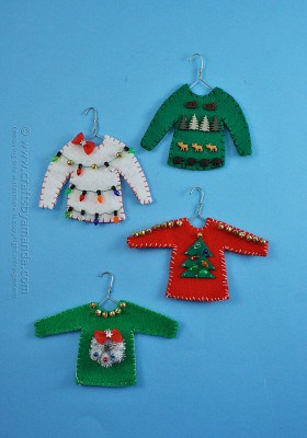 Ugly Sweater Ornaments - Crafts by Amanda