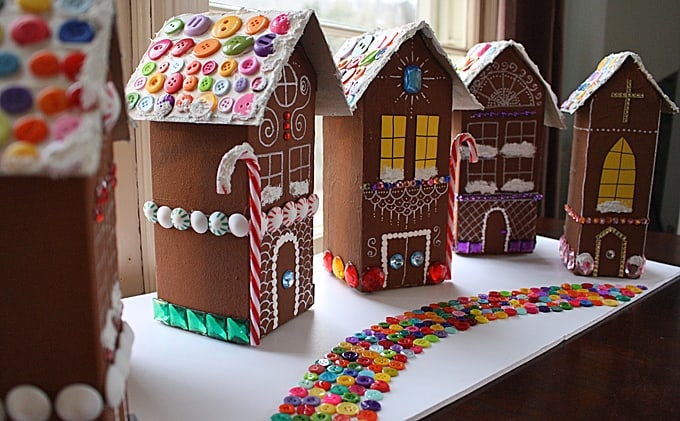 Recycled Village of Gingerbread Houses - Crafts by Amanda