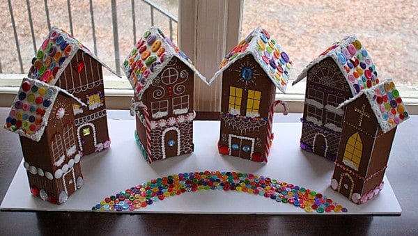 Recycled Village of Gingerbread Houses - Crafts by Amanda