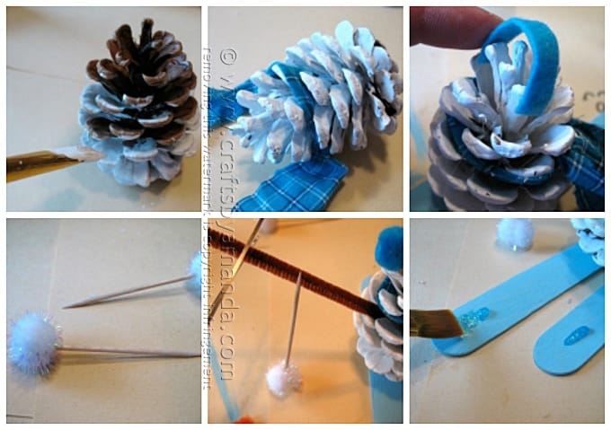 Pinecone Snowman Ornament by Amanda Formaro, Crafts by Amanda