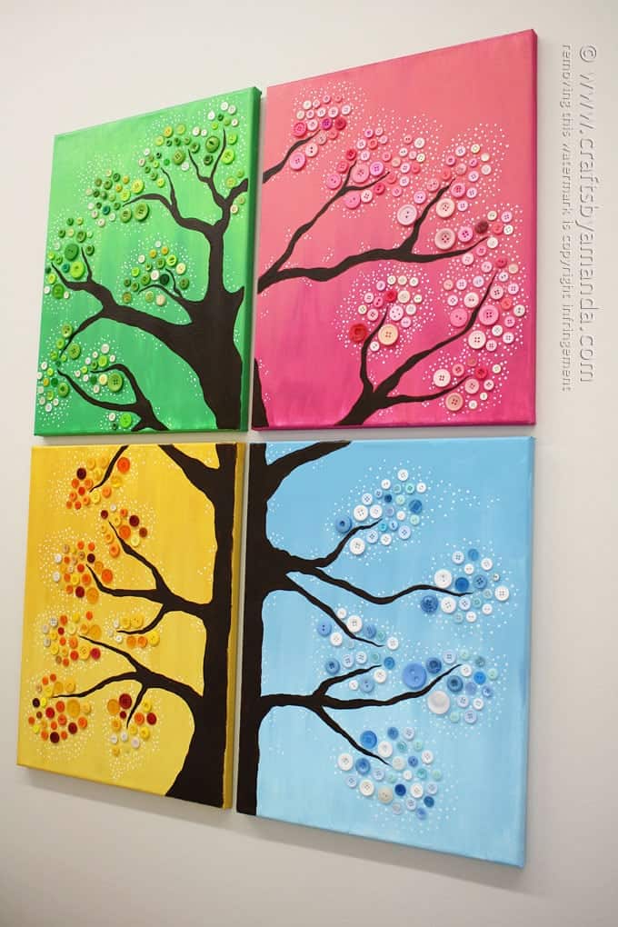 Wall art button tree