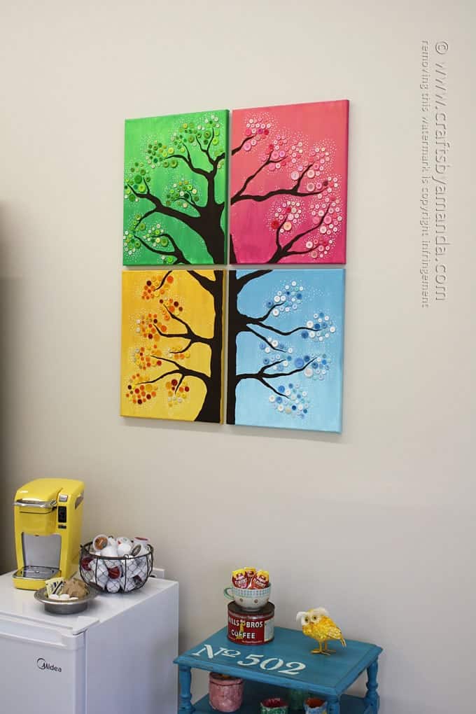 Button Tree Wall Art 4 seasons colorful button tree