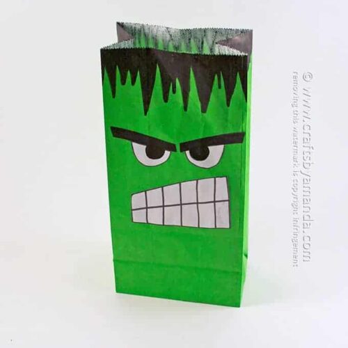 Green Kraft Bags 5" x 8" Details about   The Incredible HULK Stickers 12 pc Loot Gift Bags 