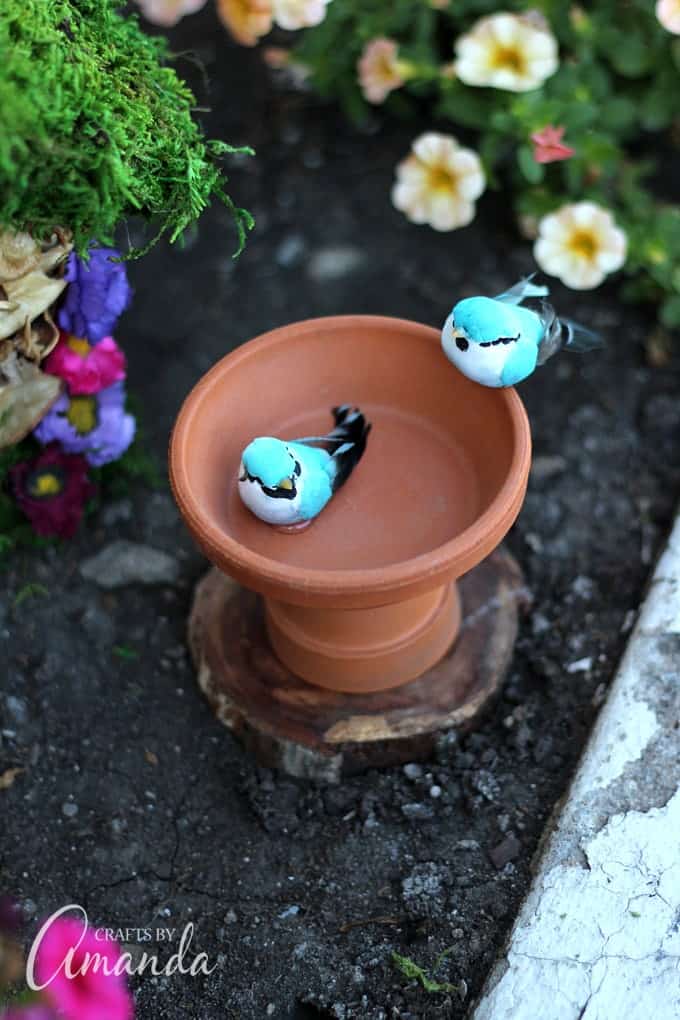 terra cotta pot bird bath