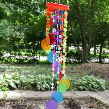 Rainbow Button Wind Chime by Amanda Formaro of Crafts by Amanda, an excerpt from her latest book, Button Mania