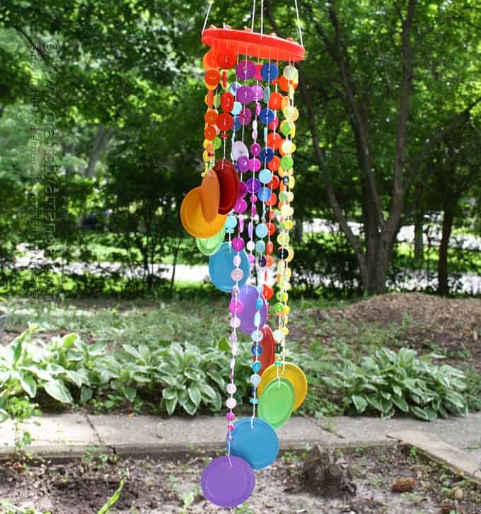 Rainbow Button Wind Chime by Amanda Formaro of Crafts by Amanda, an excerpt from her latest book, Button Mania