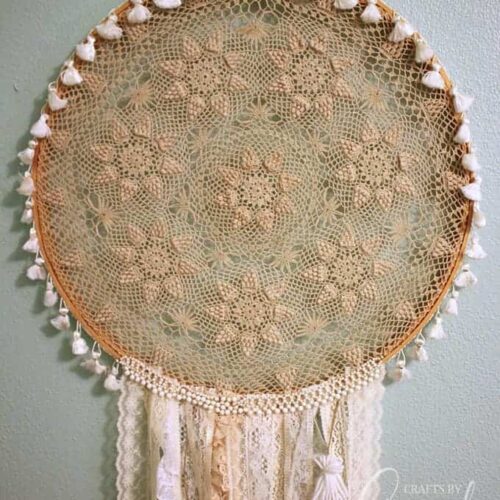 Antique Hand Crochet Lace Doily Dreamcatcher Let Her Sleep For When She Wakes She Will Move Mountains