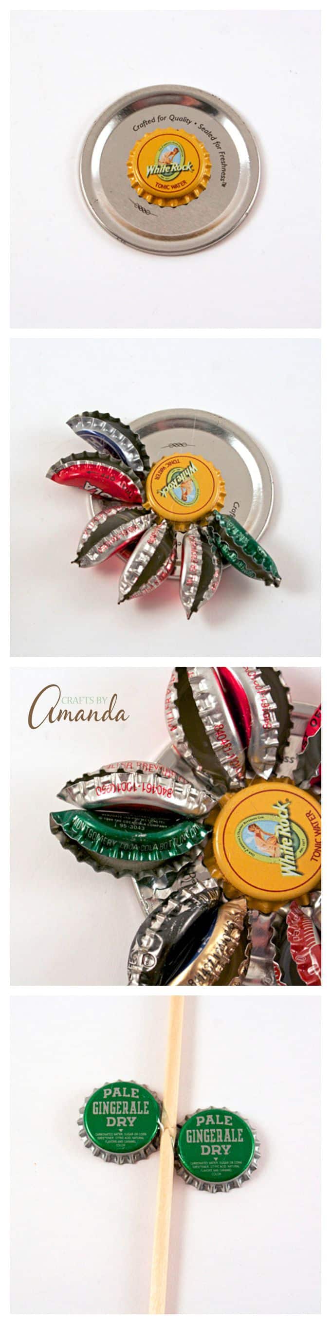 Bottle Cap Flower turn old bottle caps into a fun garden craft