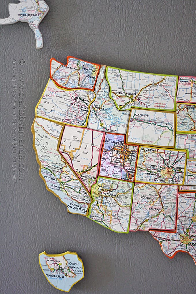 She took one incomplete wood U.S. map puzzle and turned it into two projects perfect for your home! (Amanda Formaro, Crafts by Amanda)