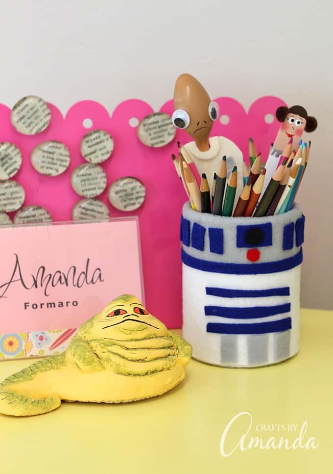 Jabba the Hutt craft with R2D2 pencil holder craft
