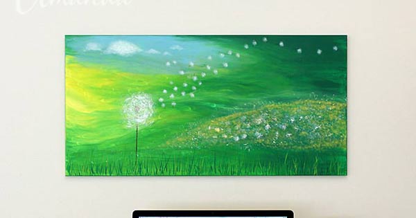 Dandelion Painting on Canvas