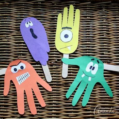 Handprint Puppets for Halloween: Ghoulish fun for kids