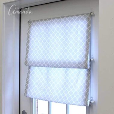 How to make a no sew Roman shade for your window or door. This one is in Amanda Formaro's craft studio (Crafts by Amanda).