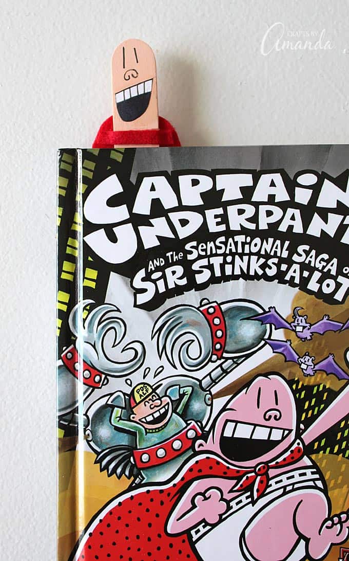 Captain Underpants Craft Stick Bookmark, by Amanda Formaro of Crafts by Amanda