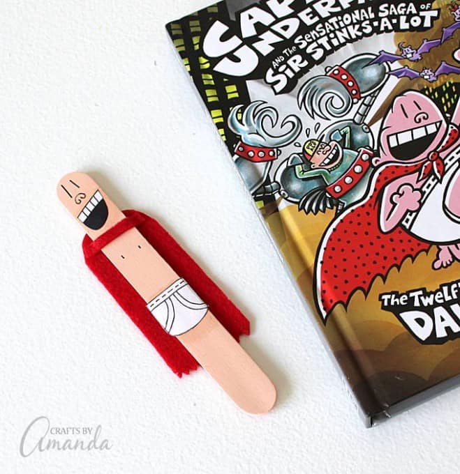 Captain Underpants Craft Stick Bookmark - Crafts by Amanda