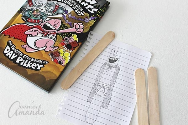 Captain Underpants Craft Stick Bookmark - Crafts by Amanda