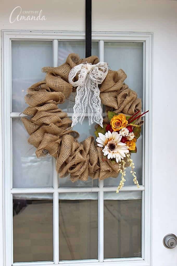 hanging burlap wreath