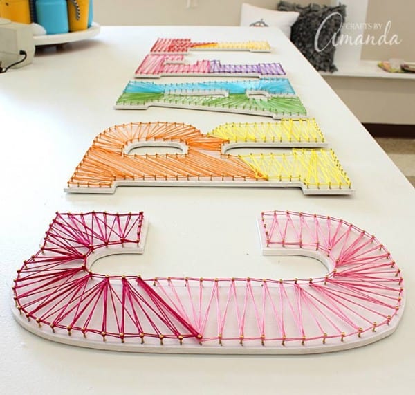 String Art How to Make Colorful Wall Letters Crafts by Amanda