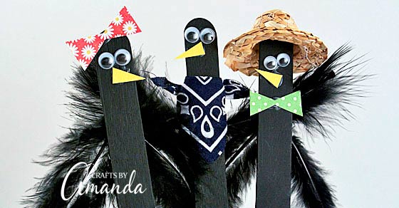 Popsicle Stick Crows