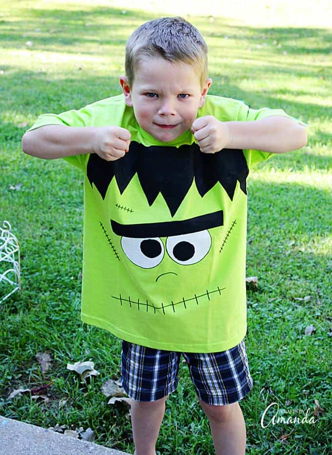 This Frankenstein shirt is perfect for your favorite little monster to wear on Halloween, or any time!