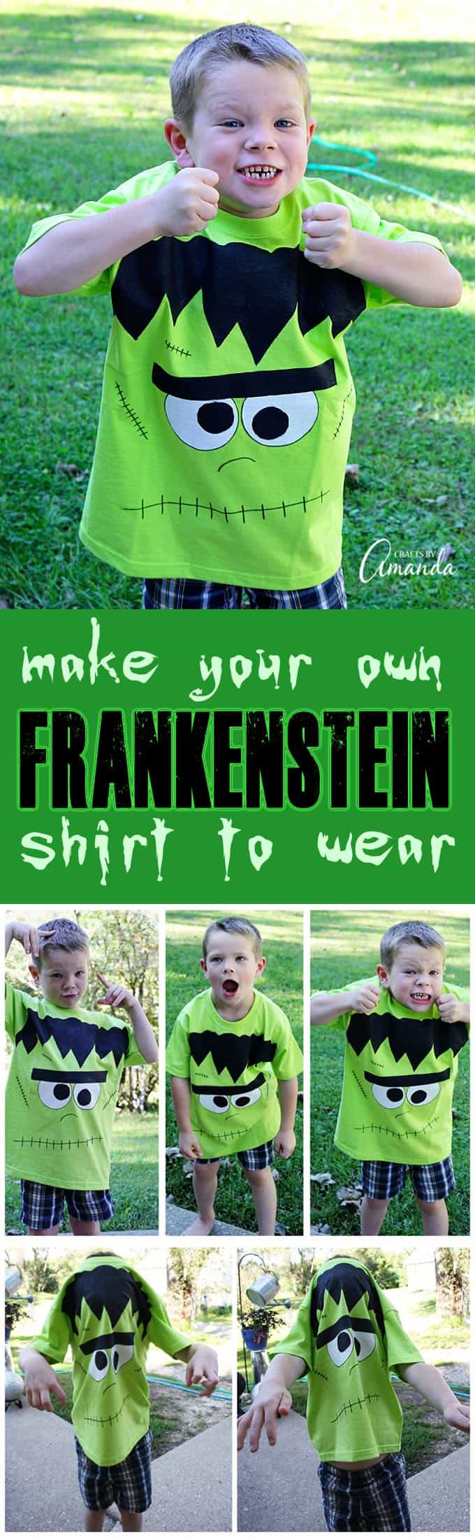 This Frankenstein shirt is perfect for your favorite little monster to wear on Halloween, or any time!