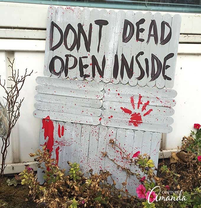 How to make a walking dead door that says "Don't Open, Dead Inside" as a Halloween prop. The perfect companion to my Barbie Zombies!