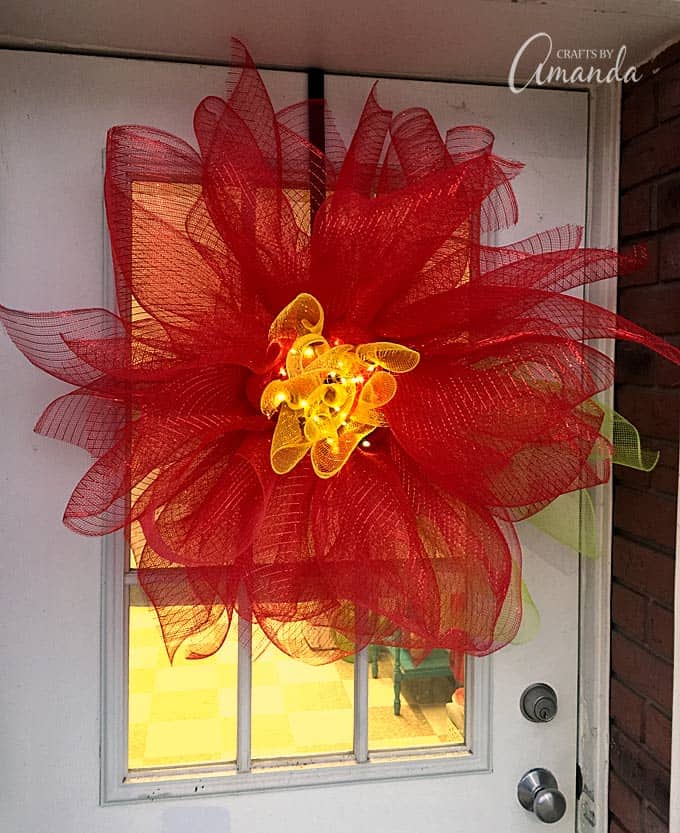 Deco Mesh Poinsettia Flower: a Christmas door decoration