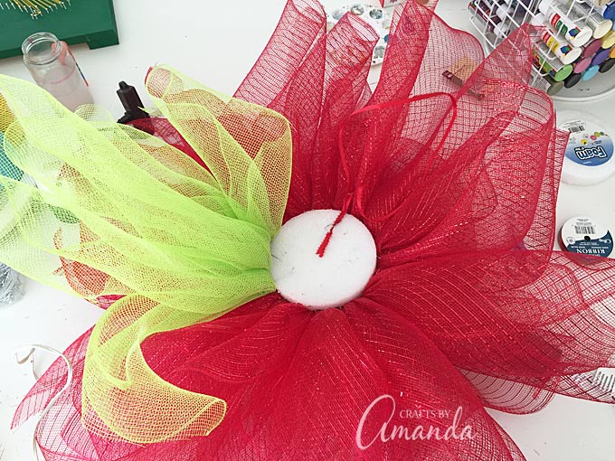 Deco mesh poinsettia wreath for winter