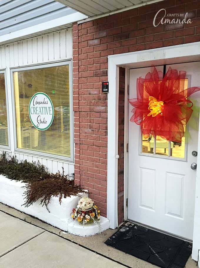 deco mesh poinsettia flower on door