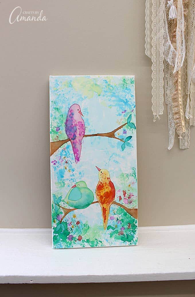 Bleeding Tissue  Paper  Birds on Canvas Wall  Art Crafts 