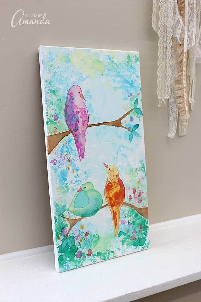 Bleeding Tissue Paper Birds on Canvas: Wall Art - Crafts by Amanda