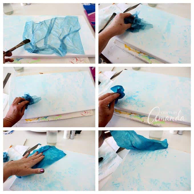 Adding bleeding tissue paper to canvas