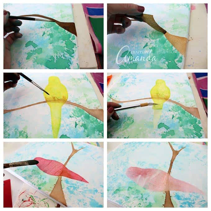 how to make bleeding tissue paper birds