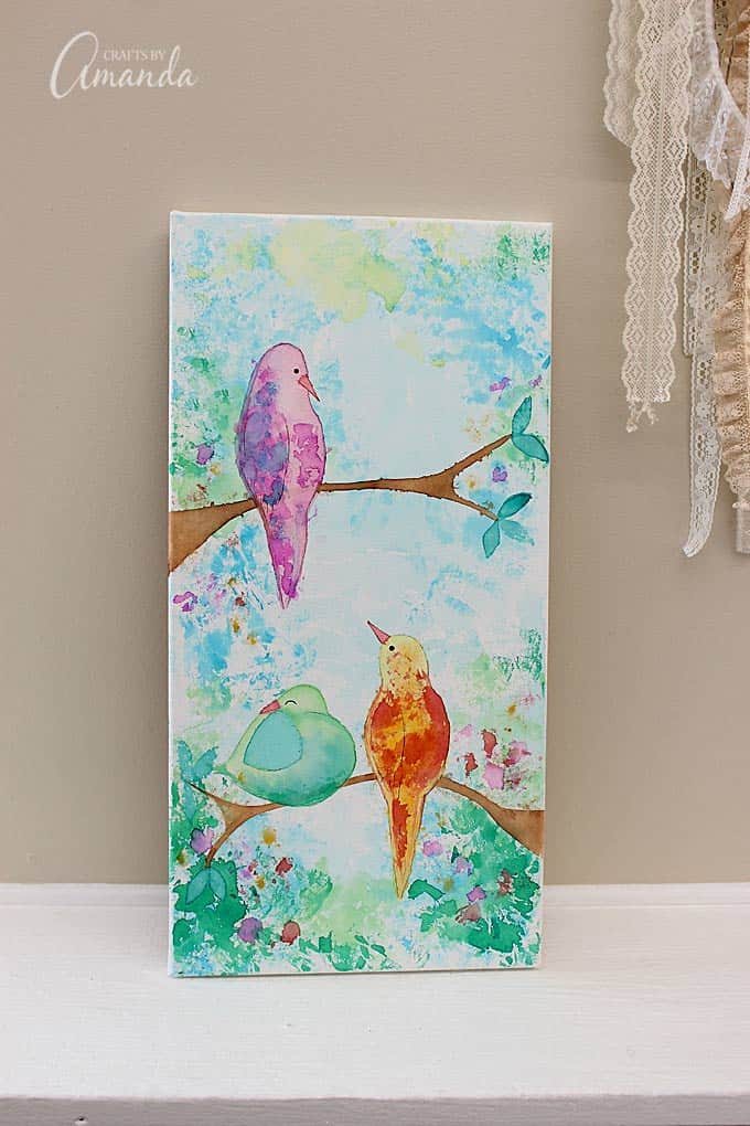 Bleeding Tissue Paper Birds on Canvas: Wall Art - Crafts by Amanda