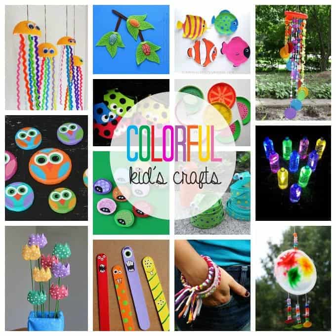 collage of colorful kid's crafts