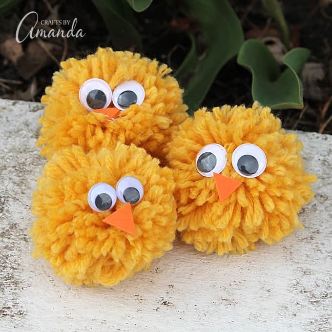 pom pom chicks made from yarn