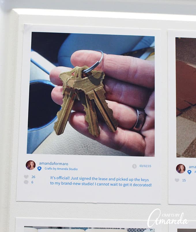 Turn any surface, like this cabinet or a fridge or wall, into a creative way to display your Instagram photos.