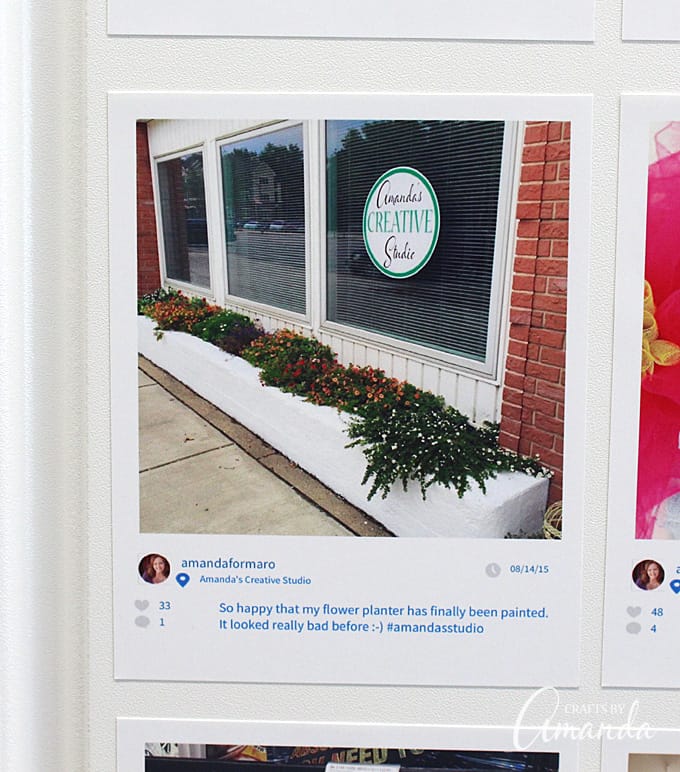 Turn any surface, like this cabinet or a fridge or wall, into a creative way to display your Instagram photos.