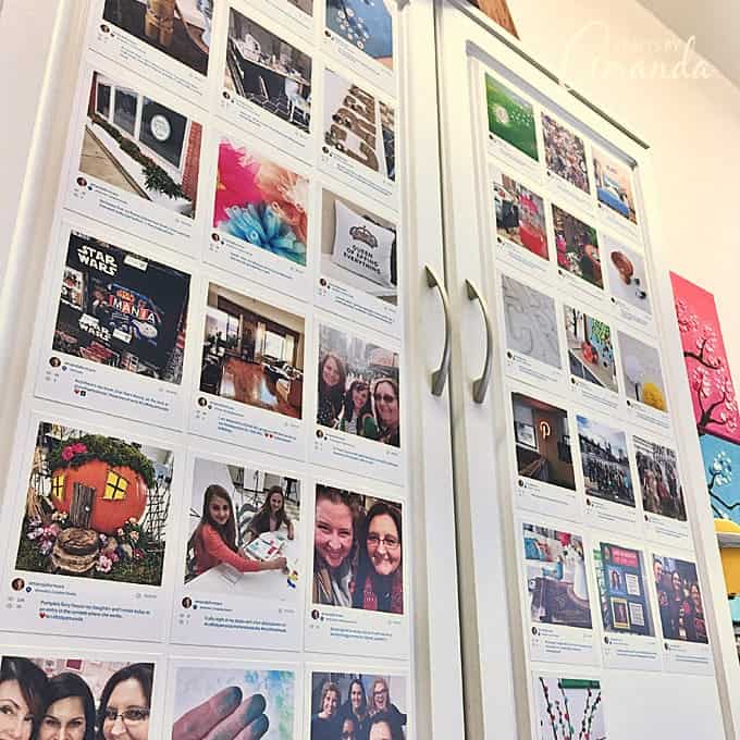 Turn any surface, like this cabinet or a fridge or wall, into a creative way to display your Instagram photos. 