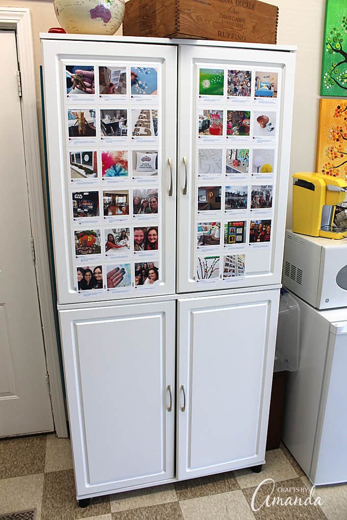 Turn any surface, like this cabinet or a fridge or wall, into a creative way to display your Instagram photos.