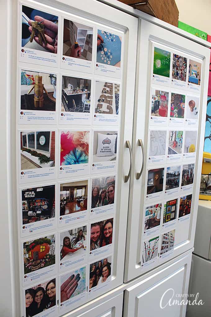 Turn any surface, like this cabinet or a fridge or wall, into a creative way to display your Instagram photos.