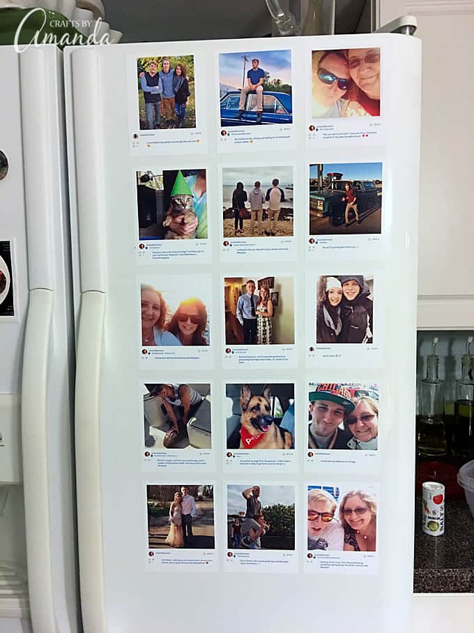 Turn any surface, like this cabinet or a fridge or wall, into a creative way to display your Instagram photos.