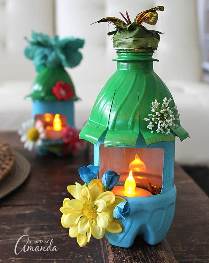 Fairy house nightlights made from plastic water bottles