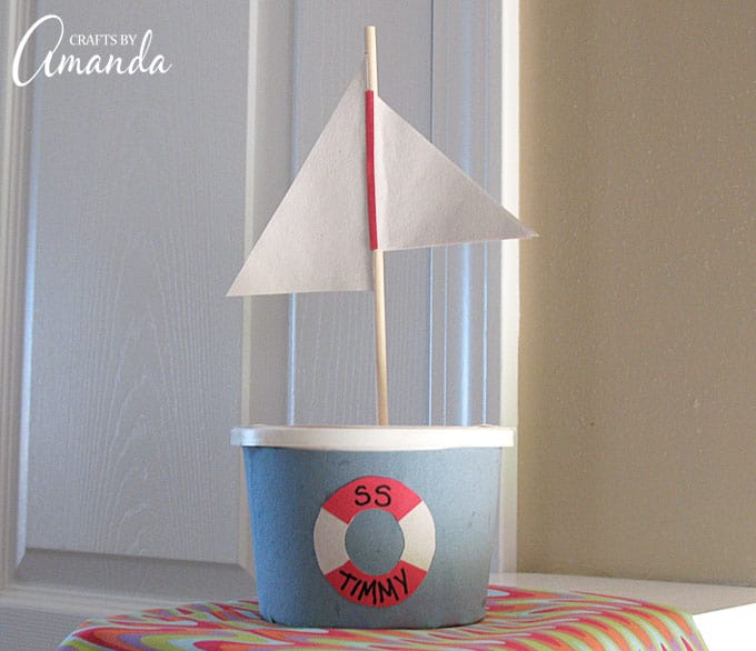 boat craft made from a margarine tub